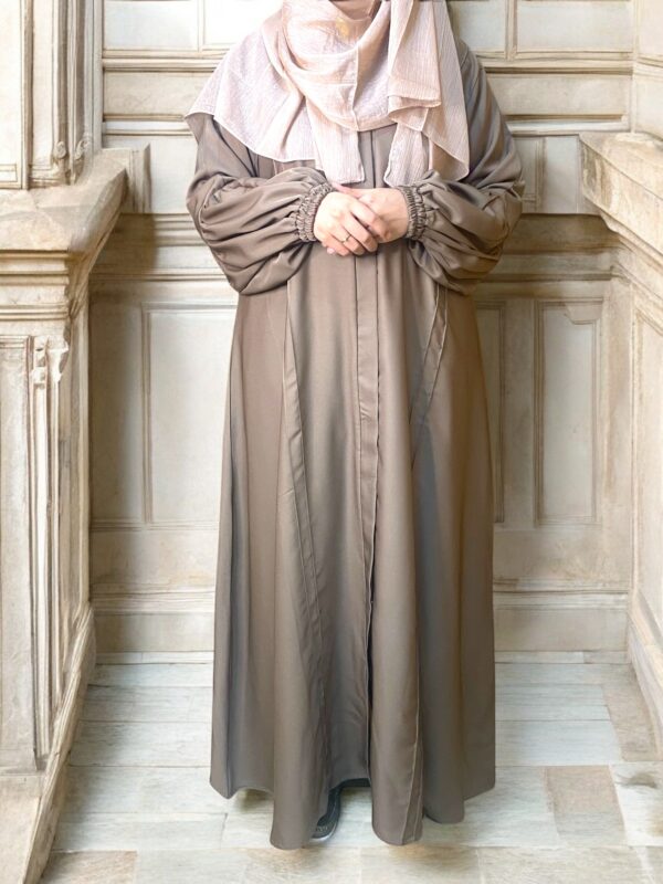 Puff Sleeves Abaya - Copper Brown