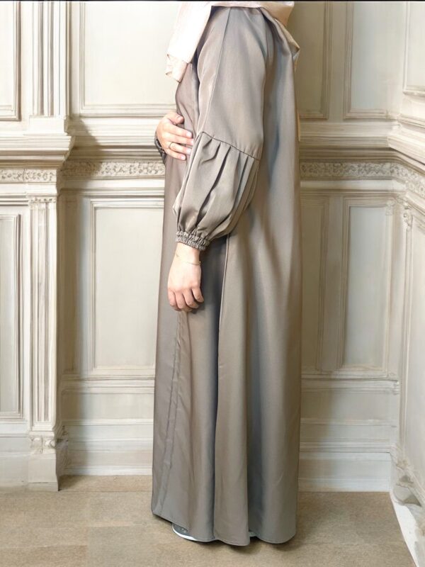 Puff Sleeves Abaya - Copper Brown - Image 2